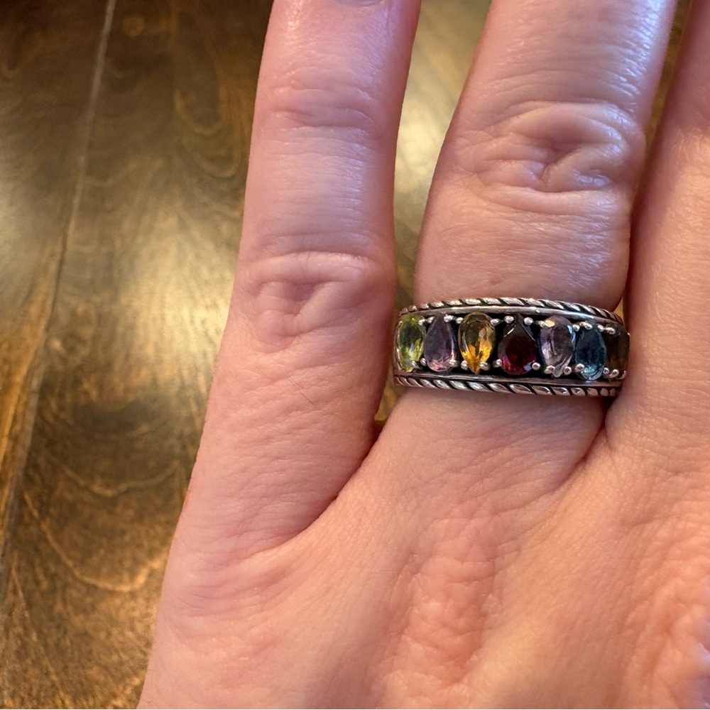 Effy Multicolor Semi-precious Gemstone Sterling Silver Ring - Size 7 - Picture 12 of 12